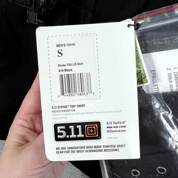 5.11 TACTICAL MENS S STRYKE TDU RAPID L/S SHIRT NWT Black Workwear - Picture 10 of 12